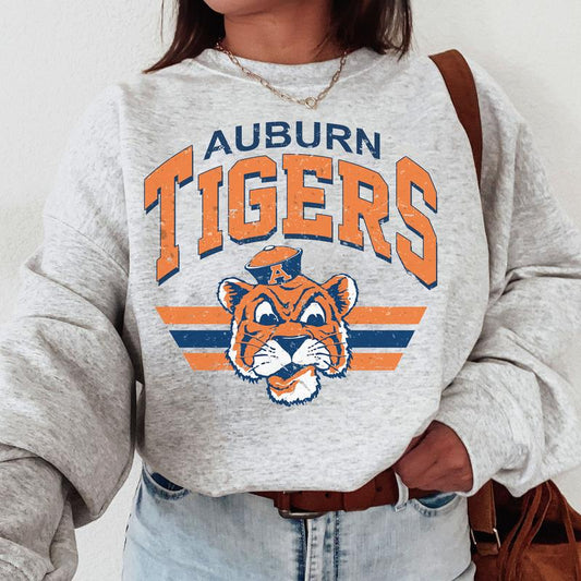Auburn Tigers Vintage NCAA Sweatshirt, University Sport Shirt, Classic Gift for Fans, Comfort Cotton, Unisex Collection, Vintage Style, Pullover