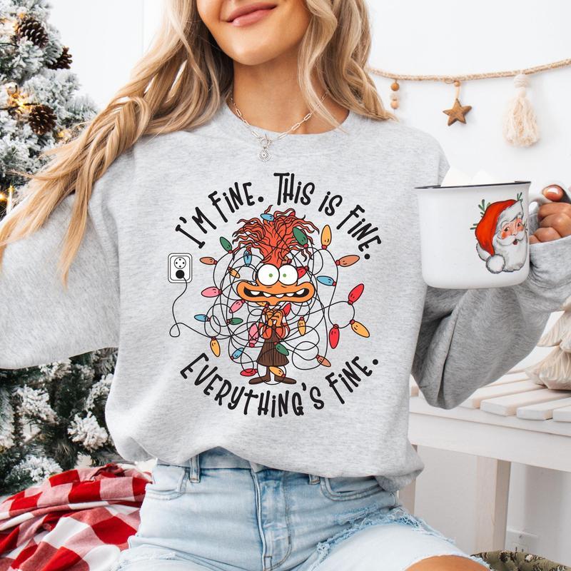 It's Fine This Is Fine Everything Is Fine Sweatshirt, Anxiety Christmas Lights Sweater, Christmas Lights Sweatshirt, Anxiety Christmas Shirt, Xmas Tee, New Year Christmas Gift Shirt, Winter Holiday Sweatshirt