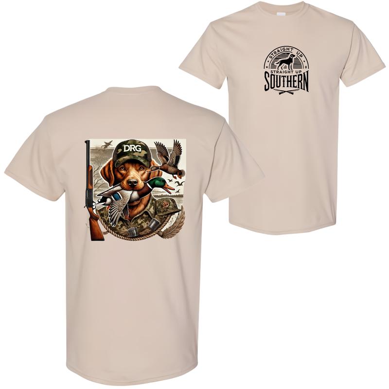 Straight Up Southern Duck Hunting T-Shirt - DRG Hunting Dog Graphic Tee for Outdoor Adventure, Comfortable and Stylish Casual Wear for Hunting Fans