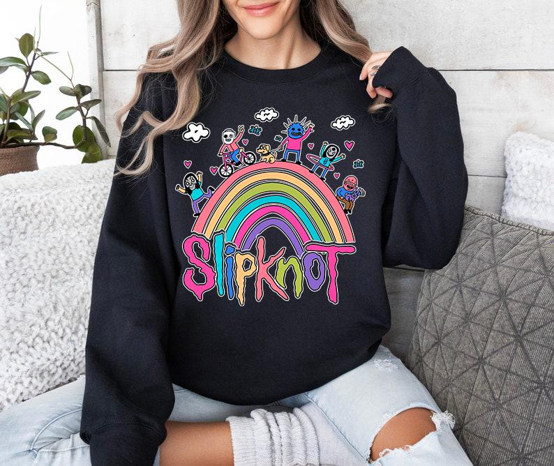 Funny Slipknot Sweatshirt Rainbow Slipknot Metal Band Cozy Crewneck Sweatshirt