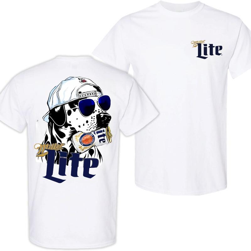 Miller Hunting Dalmatian Dog 2 Siders Hoodies, Miler Lite T-shirt, Perfect For Beer Lovers, Unisex for Men and For Women Classic Cotton