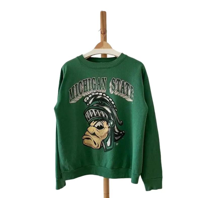 Unisex Vintage Michigan State Spartans Sweatshirt, Michigan State University MSU NCAA Basketball T-shirt hoodie sweatshirt Cotton Menswear