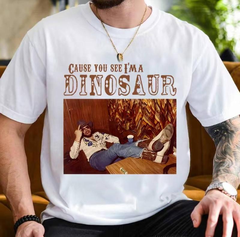 Dinosaur Hank Williams Jr. Bocephus Comfort Colors Western Southern Retro Boho Hippie Shirt Classic Outlaw Country Music Oversized Graphic