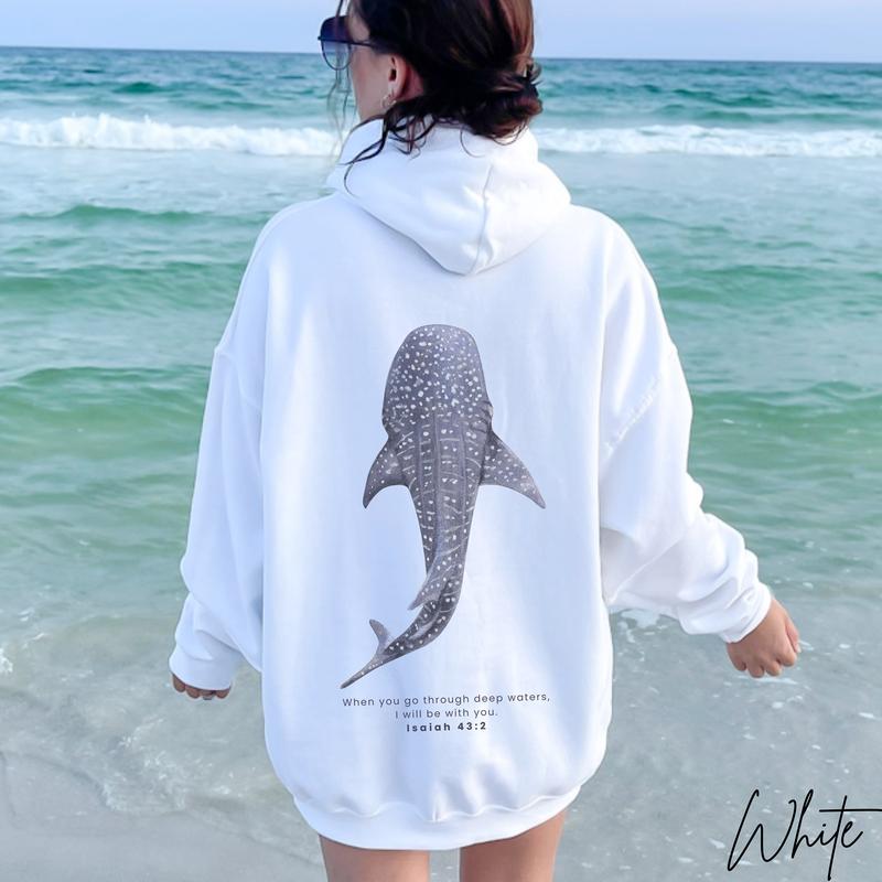 Whale Shark Unisex Hoodie, Beachy Shark Hoodie, Coconut Girl Jesus Hoodie Christian Crewneck Faith Over Fear Surf Hoodie Beach Hoodie Classic Cotton