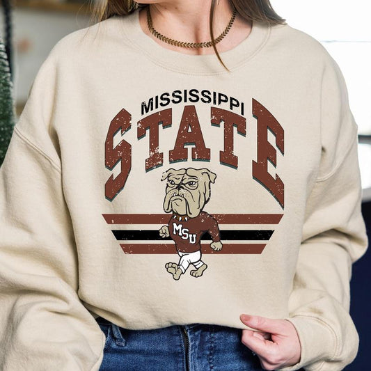 Mississippi State Bulldogs Vintage Football NCAA Sweatshirt, Vintage Sweatshirt NCAA, Classic Sport Sweatshirt, Gifts For Football Fan Sport