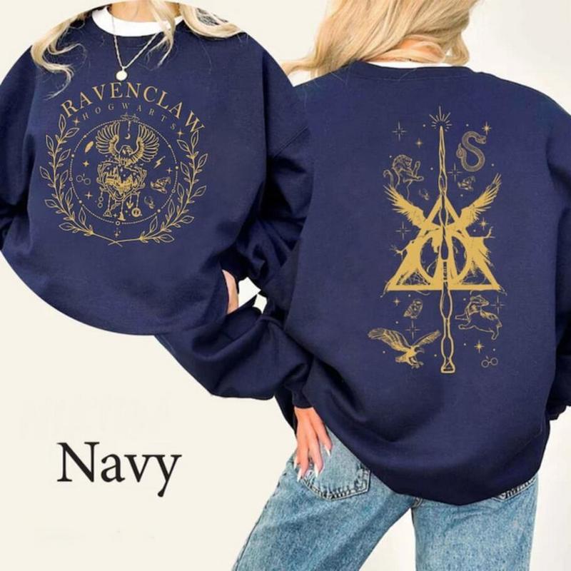 Retro Wizard House Double-side Sweatshirts, Wizard House Shirt, HP Wizard School Shirt, Harry Potter Sweater Gift Casual Graphic