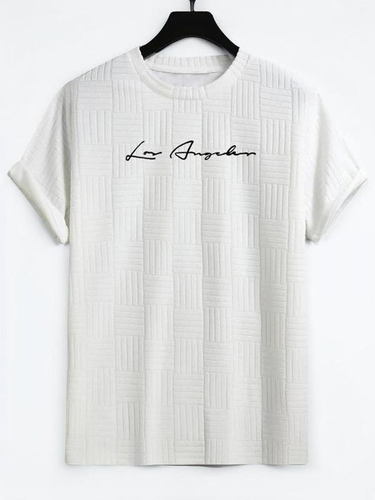 Men's Letter Print Round Neck Tee, Regular Fit Casual Crew Neck Short Sleeve T-shirt, Menswear, T Shirts for Men, Graphic Tees, Summer Graphic Tees for Men, Vintage Tees, Summer Outfits 2024, Men's Tops