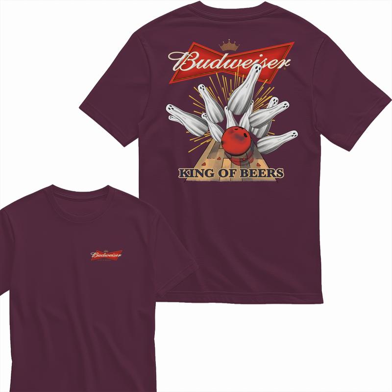 Budweiser Bowling Ghost Strike Beer Unisex T-shirt for Men and Women, T-Shirt Shortsleeve Casual Menswear Top