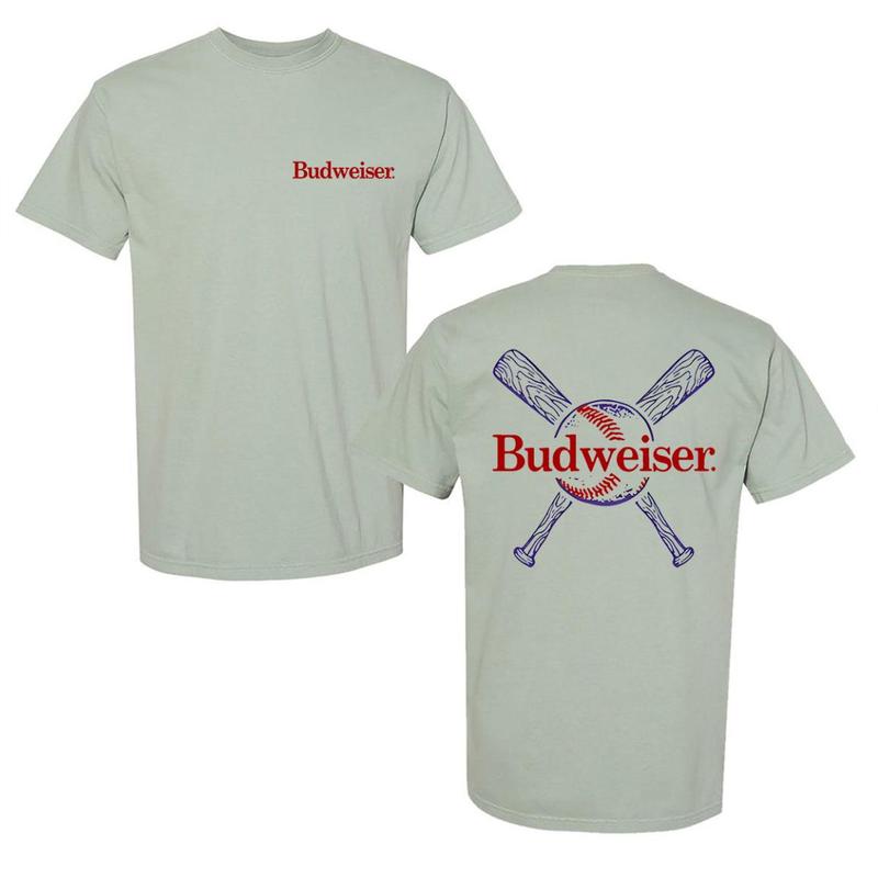 Budweiser cross bats casual fit t-shirt, trending summer 2024 tee, sustainable fashion tee