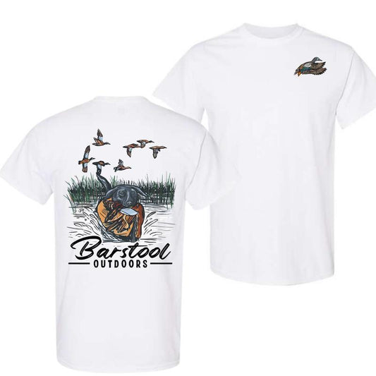 Unisex Menswear Barstool Outdoors Duck Hunt Ii T-Shirt - 2 Side Tshirt for Men for Women in Summer, Trendy Shirt, Unisex T-Shirt, Full Size, Full Colors, for Men, for Women