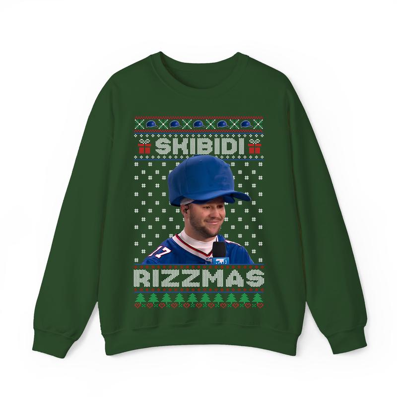 Josh Allen Football Sweatshirt, Josh Allen Skibidi Rizzmas Christmas Sweatshirt, Skibidi Shirt, Buffalo Football Christmas Shirt