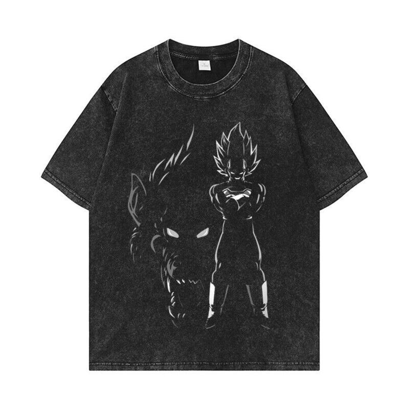 Anime Vegeta Printing Short Sleeve Cotton T-shirt Menswear Top