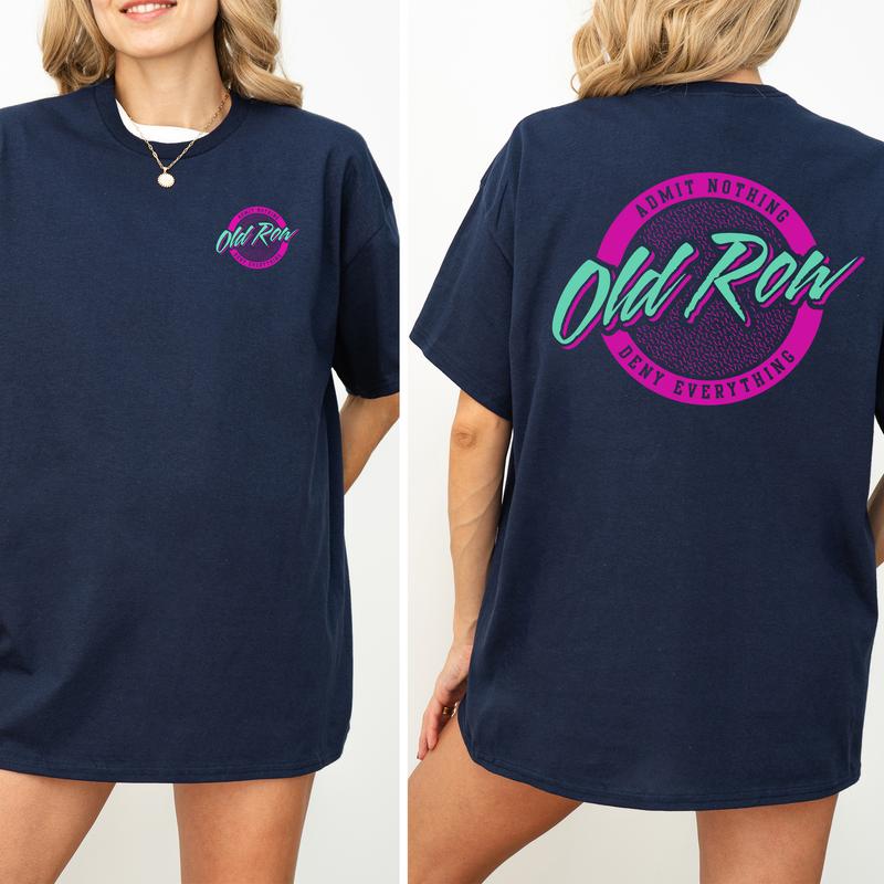 Retro Old Row Circle Logo 2-Sided Graphic Shirt, Vintage Old Row T-Shirt for Women, Cotton Fabric Tshirt, Printed Women's Top, Casual Womenswear