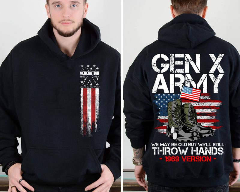 (HOODIE) Gen X customized Gen X army Hoodie, Customize Gen X TShirt Raised On Hose Water And Neglect T-Shirt - Vintage Inspired Funny Saying Sarcasm Quotes Shirt - Fit, Casual