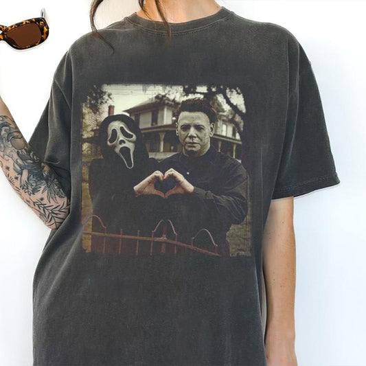 Horror Movie Halloween Sweatshirt Hoodie, Scary Movie Retro Tee, Myers Ghost Face Spooky Season Shirt, Unisex Funny Couple Gift Apparel