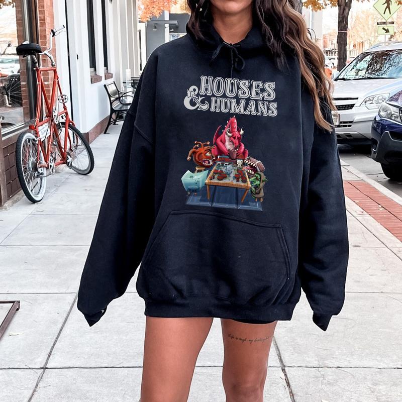 Houses and Humans DnD Shirt, Dungeons and Dragons Sweatshirt, Vintage Retro 90s Joke D and D Sweatshirt, DnD Hoodie