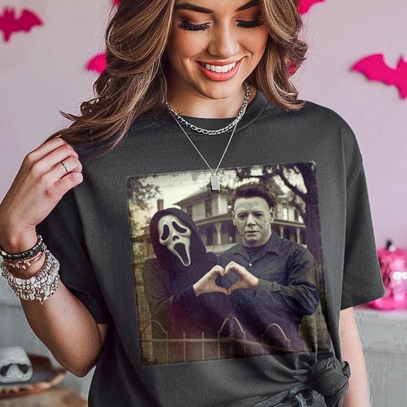 Horror Movie Halloween Sweatshirt Hoodie, Scary Movie Retro Tee, Myers Ghost Face Spooky Season Shirt, Unisex Funny Couple Gift Apparel