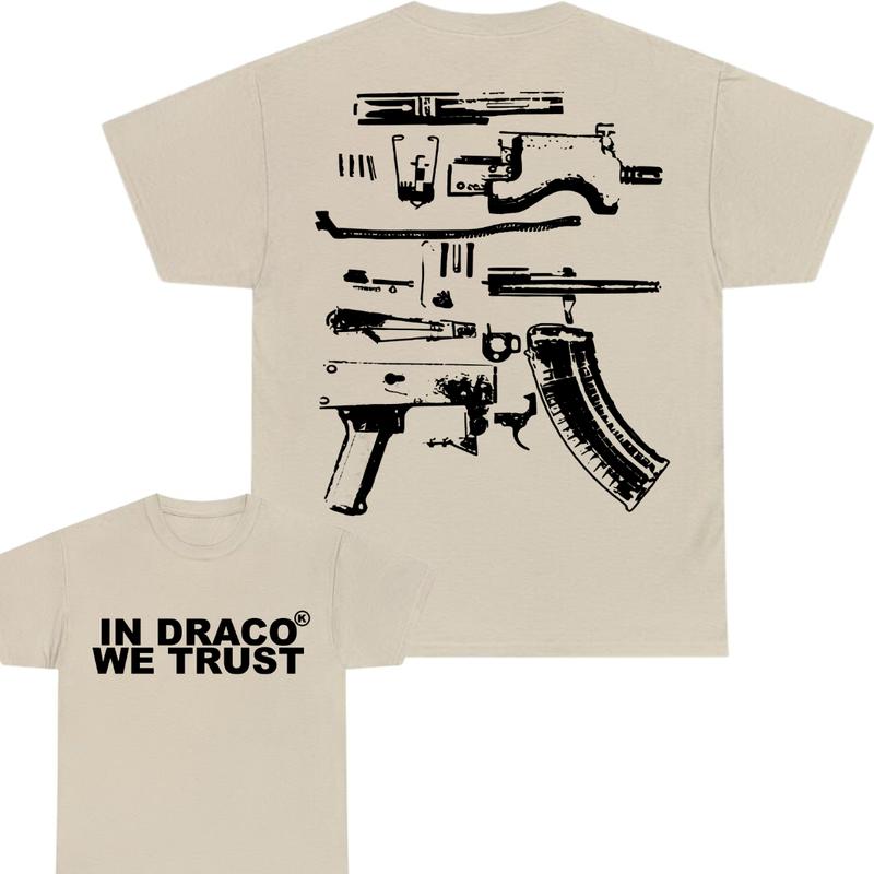 IN DRACO WE TRUST T-SHIRT, 2 SIDE - UNISEX - Design Color Black & White, Men's top - T-shirt ,  - For Men & Women Tee