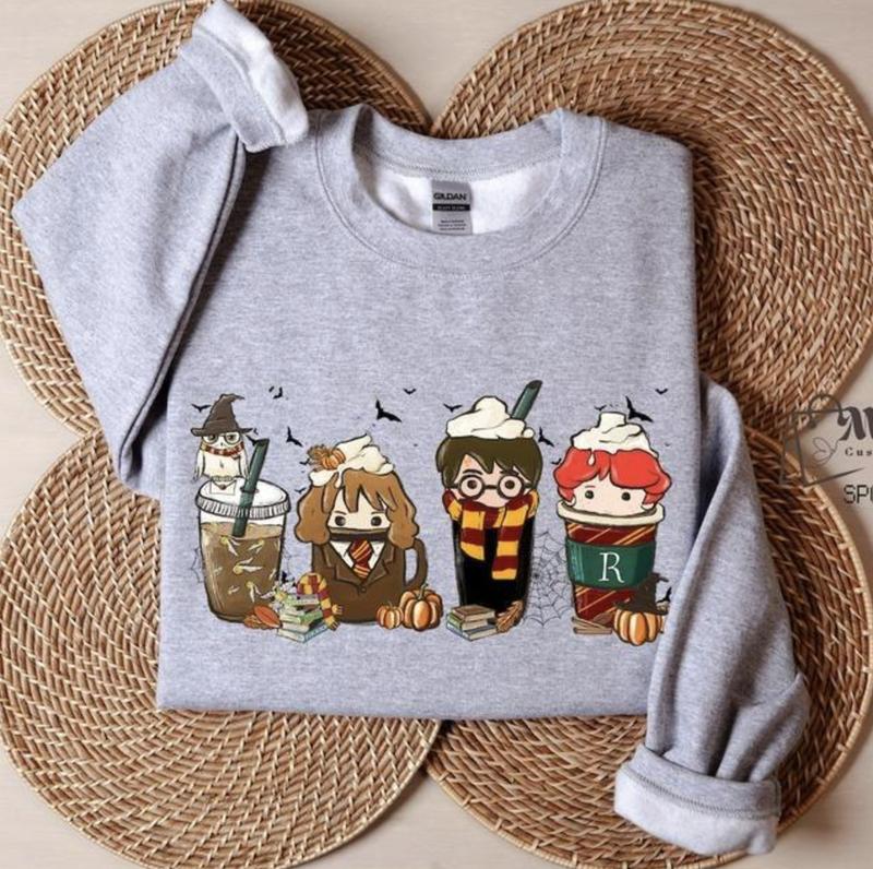 Harry Fall Coffee Sweatshirt, Witch Shirt, Wizard Robe Shirt, Hogwarts, Halloween Gift, Unisex Coffee Lover Shirt, Halloween Shirt,, Full Color, Tee Print