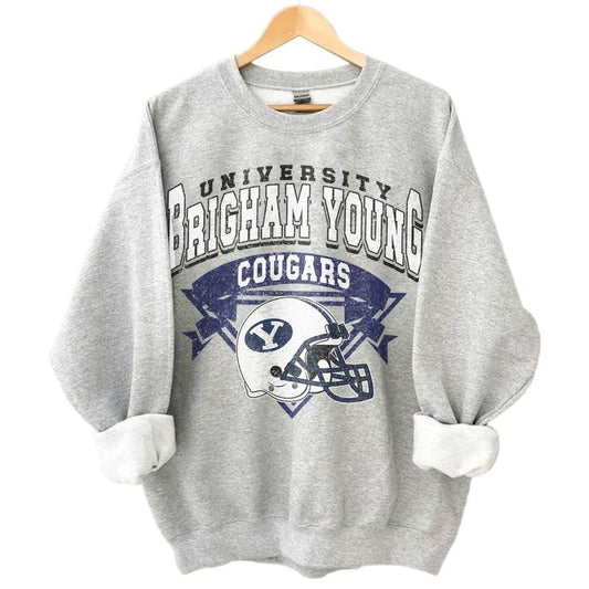 BYU Cougars Vintage NCAA Sweatshirt, Brigham Young University Sport Shirt, Classic Gift for Football Fans, Unisex Comfort Wear, T-Shirt Style