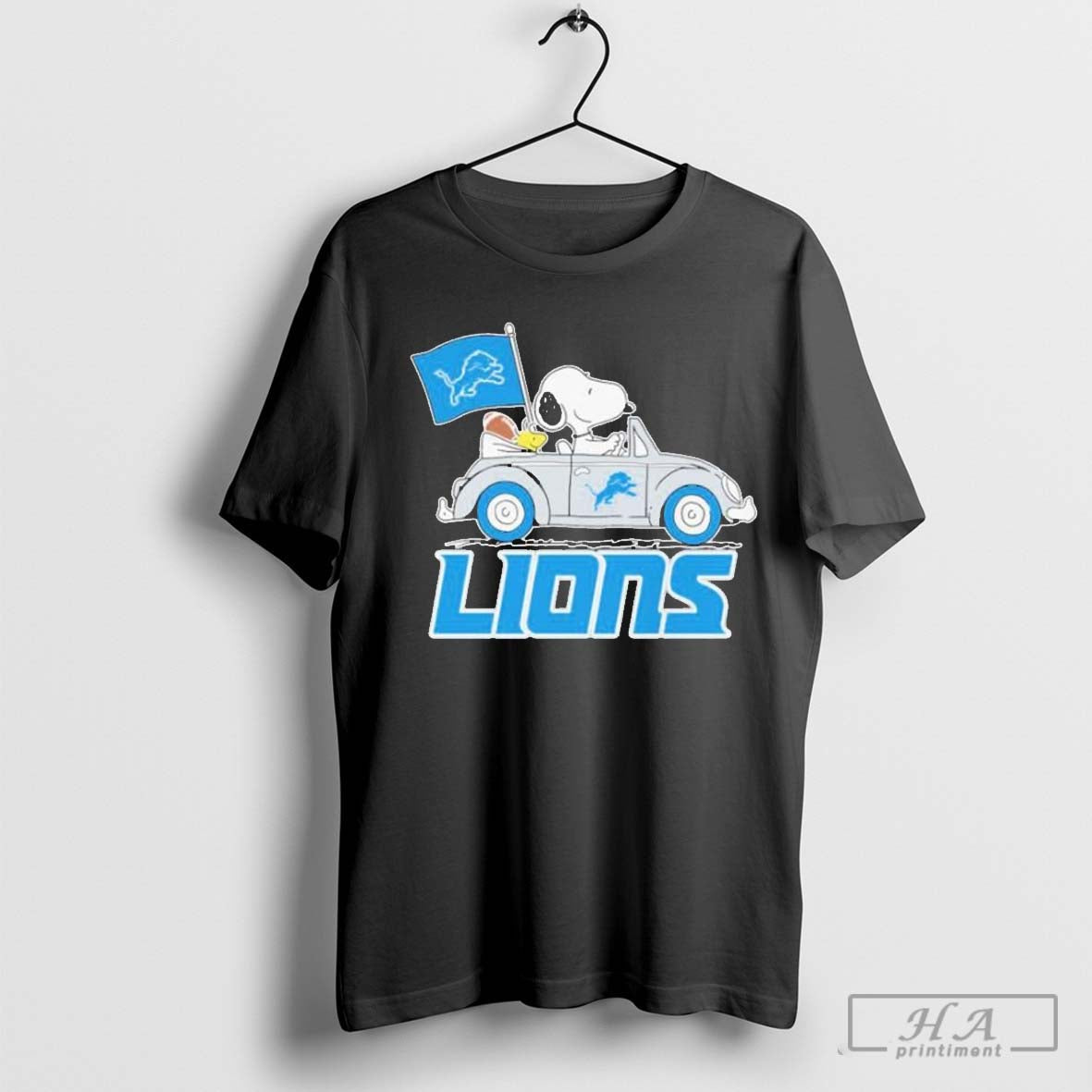 Snoopy And Woodstock Car Detroit Lions Super Bowl 2025 Shirt