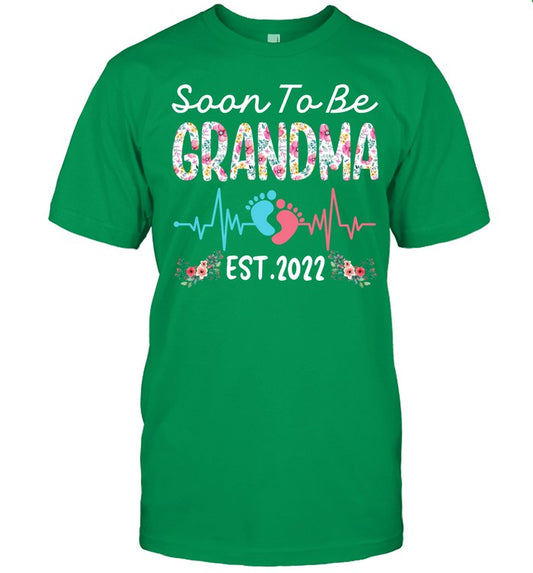 Soon To Be Grandma Est 2022 Funny Floral Mother's Day T-Shirt