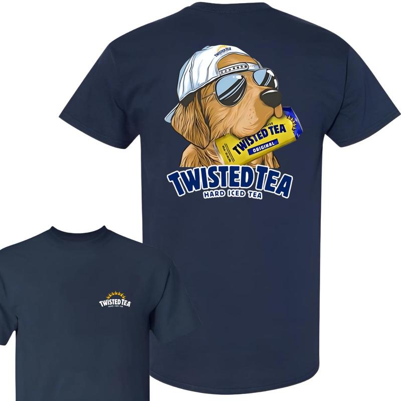 Twisted Tea Hunting Dog 2 Sided T-shirt, Twisted Tea T-Shirt Full Color For Men and Women, Unisex Outdoors Funny Beer Printed T-shirt