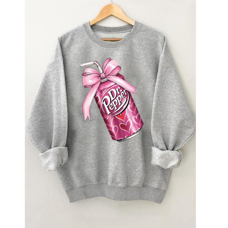 Dr.Pepper Pink Bow Coquette Unisex Sweatshirts Pullover Womenswear Tops Long Sleeve Crewneck Sweatshirts