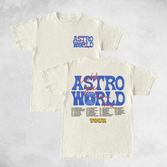 Travis Cactus Blue Astroworld Double Sides Front And Back Premium T-Shirt Cotton Unisex Shirt Rap Shirt Rapper Rap Tee Hiphop Shirt Music Tour Merch G