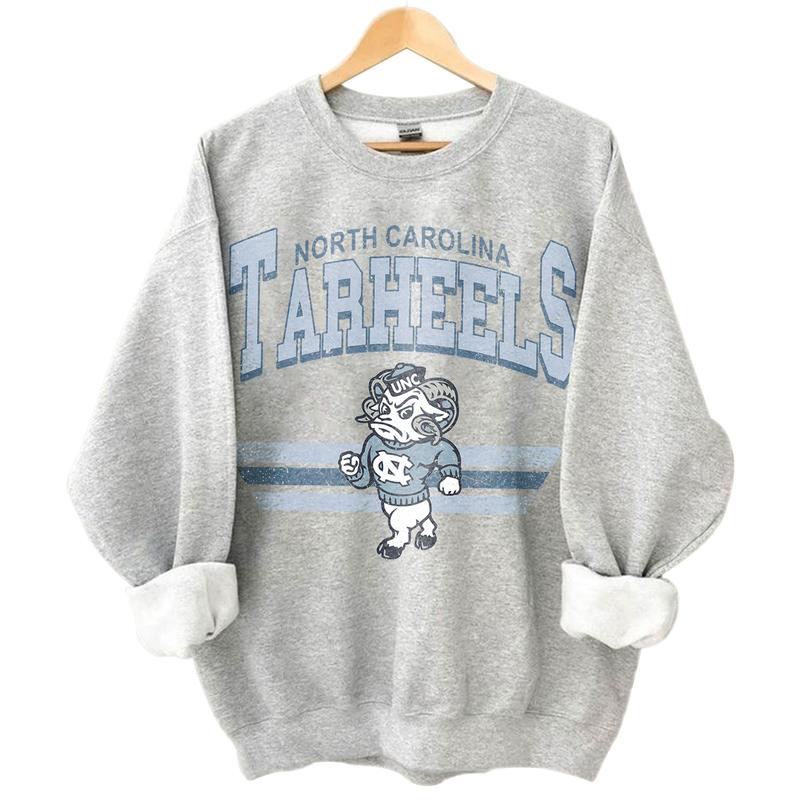 North Carolina Tar Heels Vintage NCAA Sweatshirt, Unisex Tar Heels Football Shirt, Classic Sport Hoodie Gift, Football Fans, Cotton T-Shirt, Hoodie