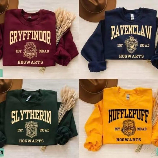 Vintage Hogwarts Sweatshirt, Harry Potter Sweatshirt Cotton Womenswear, Wizard Houses Sweatshirt, Harry Potter Shirt, Basic Sweater