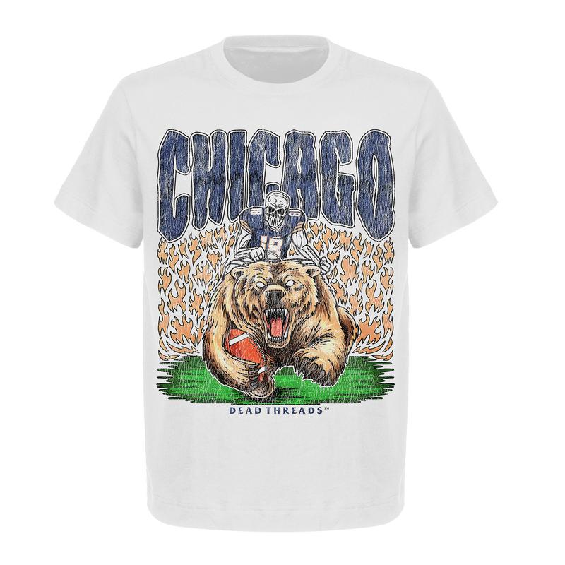 Deadman's Bear Graphic T-Shirt - Chicago Football Team | Gildan 5000 Heavy Cotton Shirts | Unisex American Football Top for Men and Women
