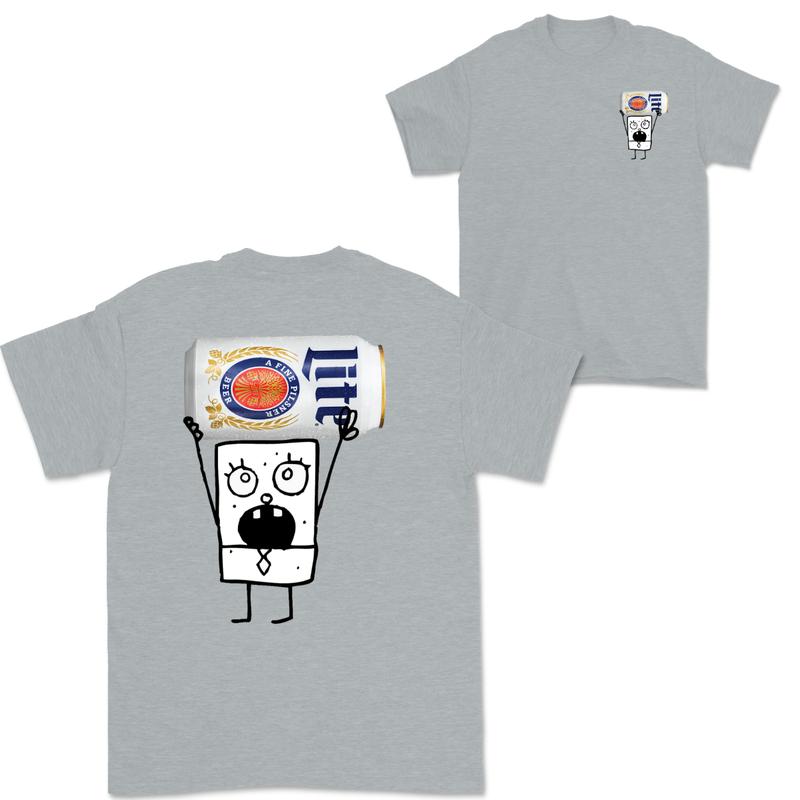 Doodlebob Miler Lite Essential 2 Sided T-Shirt, Funny Drinking T-Shirt, Miler Lite T-Shirt ,For Men - For Women