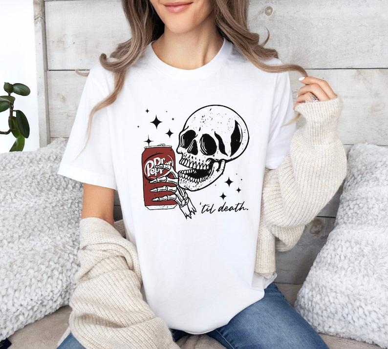 Till Death Dr. Pepper Sweatshirt, Skeleton Sweatshirt Hoodie, Halloween Sweater Hoodie, Cute Dr Pepper Shirt, Skeleton Drinking Dr. Pepper Sweatshirt,   For Men For Women, Gift For Her, Printed In The USA