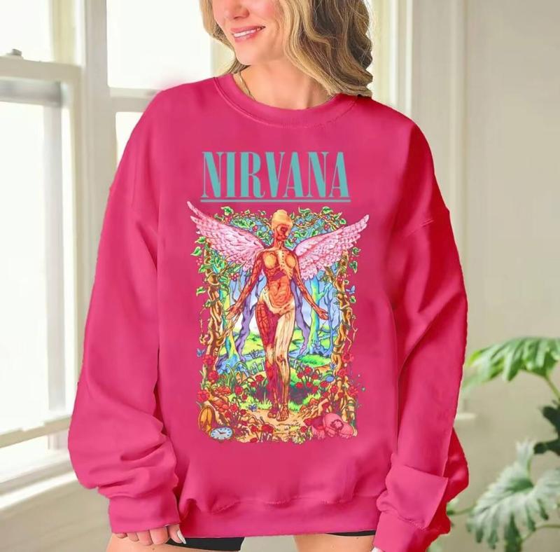NIRVANA Angel Sweatshirt, Nirvana Band Sweatshirt, Music Lover's Sweatshirt, Gift For Her, 90s T-shirt Vintage Aesthetic, Y2K Clothing, Y2K Fashion, P