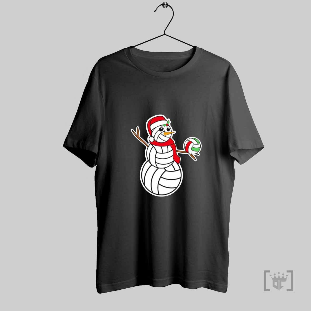 Snowman Playing Volleyball Serving Holiday Cheer T Shirt