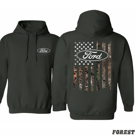 Ford Oval Logo Camo American Flag Black Hoodie, Universal Appeal Garments, Pick Your Desired Look, Celebrity Style, Classic Cotton, Menswear Unisex