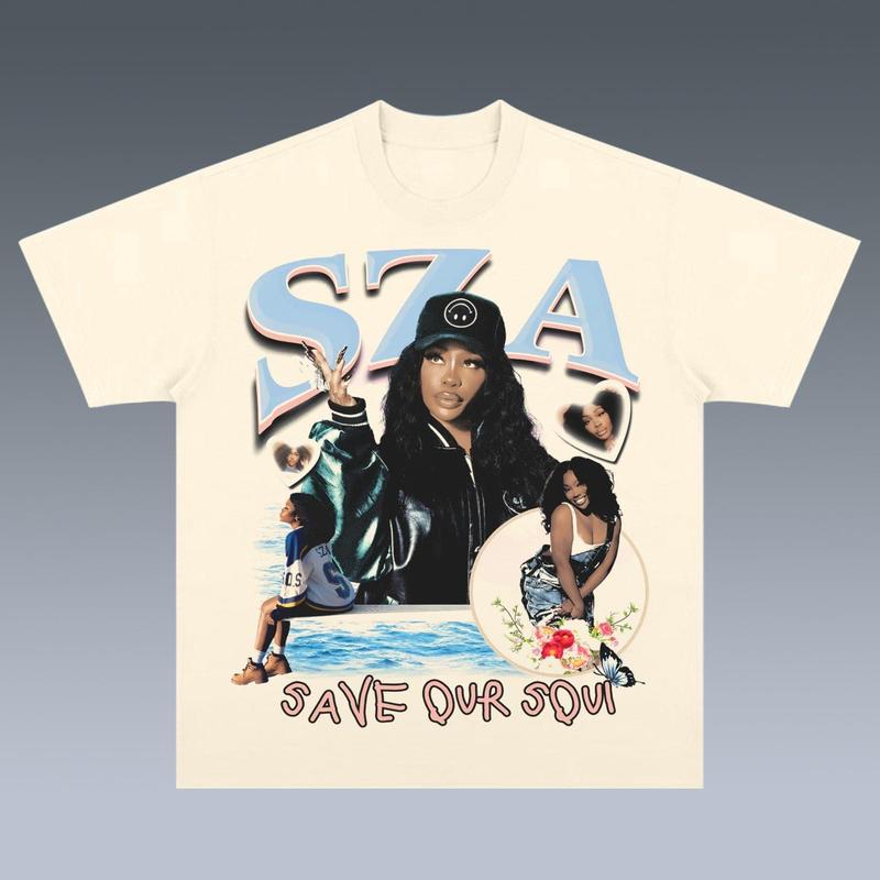S.Z.A S.O.S Ver3  Vintage 90s Graphic Tees, 2 Sides Cotton Vintage Shirt To Match Sneaker Hiphop Clothing Rapper Merch Shirt, Hiphop Tour Concert 2024