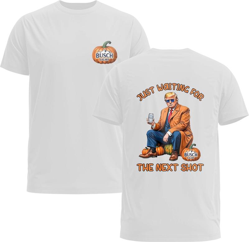 Trump Busch Light Unisex Tee - Just Waiting For The Next Shot TShirt - Gildan 5000 Graphic Shirt, Heavy Cotton, Full Sizing & Colors