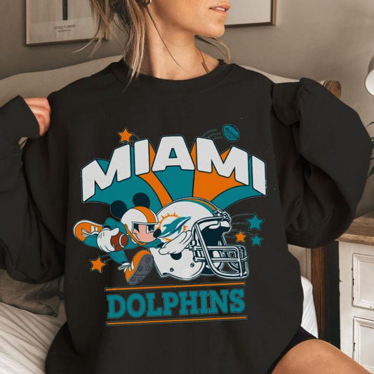 Mouse MK Miiami Dolphins Football Fans Shirt - Sweatshirt, Football Game Day Unisex Tee