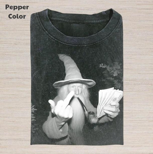 The Lord of the Rings Vintage Graphic Tee, Gandalf Middle Finger T-Shirt, Movies Tee, Unisex Meme Cringe Funny Dumb Shirt, Menswear Womenswear Streetw