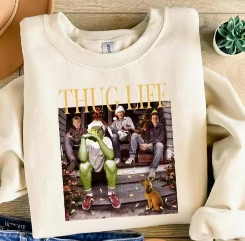 Thug Life Christmas Movie Shirt, Christmas Friends Sweatshirt, Thug Life Christmas Movie Sweater, Christmas Gifts Casual Collar