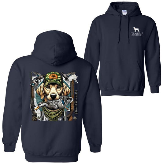 Straight Up Southern Duck Hunting Sweatshirt, - Camo DRG Hunting Dog Graphic for Outdoor Enthusiasts, Cozy and Durable Pullover for Adventure Hoodie