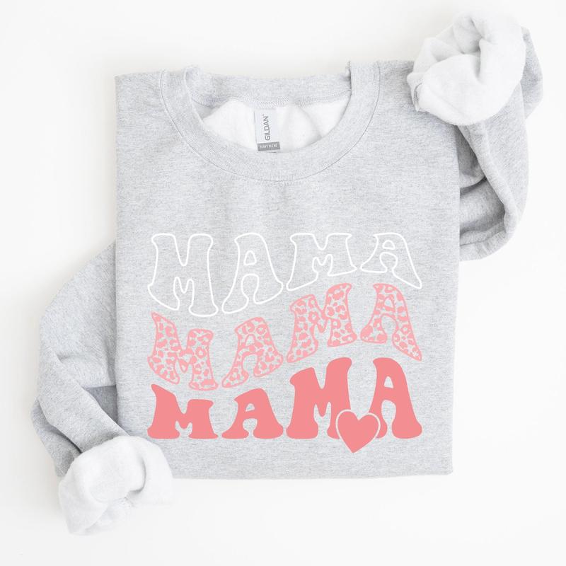 Mama, Leopard, Heart, Mom, Mother's Day Gift Sweatshirt Casual Comfort Womenswear ComfortableÃ‚Â Graphic