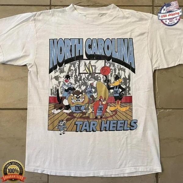 Vintage UNC Tar Heels Looney Tunes T-Shirt, NCAA UNC Tar Heels Shirt, North Caro