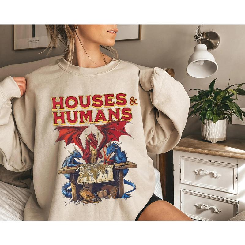 H0uses and Humans D&D Shirt, Dunge0ns and Drag0ns Sweatshirt, Vintage Retro 90s Joke D and D Sweatshirt, Hoodie