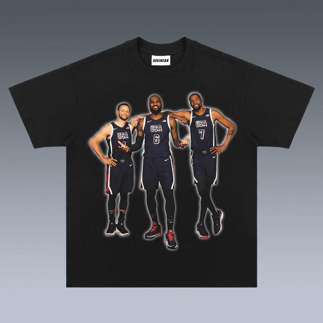 VINTAGE TEE  LEBRON JAMES & STEPHEN CURRY & KEVIN DURANT - USA BIG 3