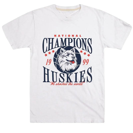 Vintage UConn Huskies 1999 Championship Tee Classic Cotton Menswear Top Embroidered Hoodie