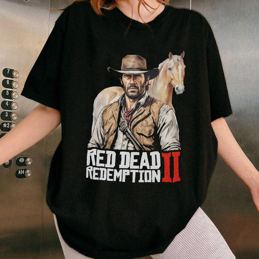 RDR2 Arthur Morgan Vintage T-Shirt, Arthur Morgan Red Dad Redemption Shirt, Gift For Movies Lovers Casual Clothing Fabric Menswear Top  Sweatshirts
