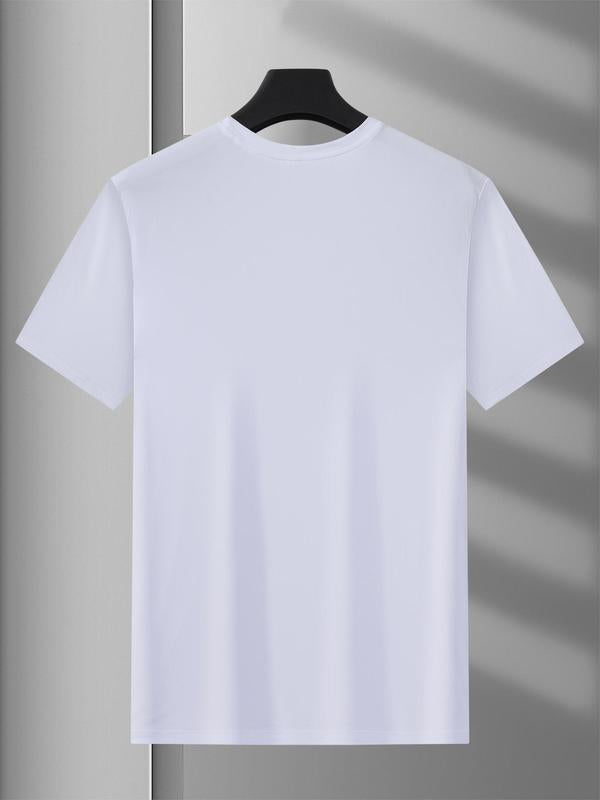 Men's Regular Fit Dinosaur & Letter Print Round Neck Tee, Summer Clothes, Casual Soft Comfy Graphic Short Sleeve T-shirt for Summer, Slogan Tees, Men's Top for Daily Wear